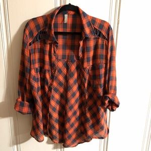 Free People plaid orange and blue
